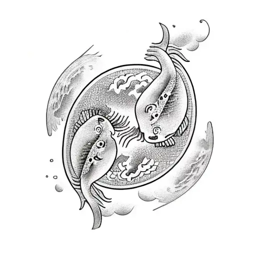 Koi Fish Bonzai Tree Clouds