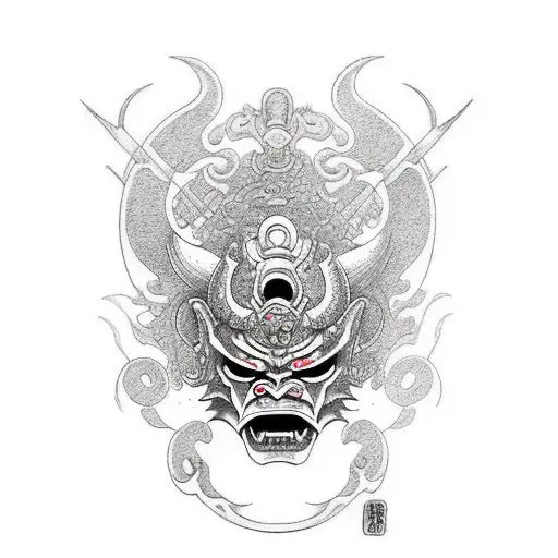 Oni Mask Katana In Black Box