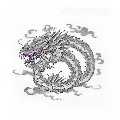 Green Dragon With Purple Eyes