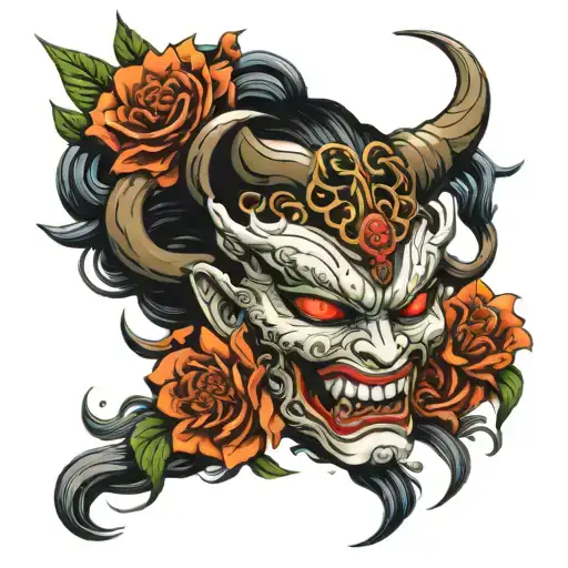 Pretty Medusa Oni Mask With Weed