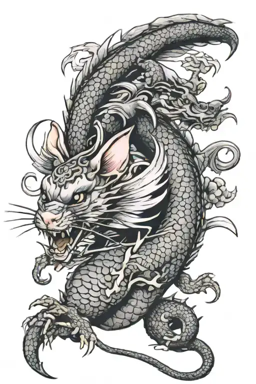 Mouse Riding A Dragon Flying