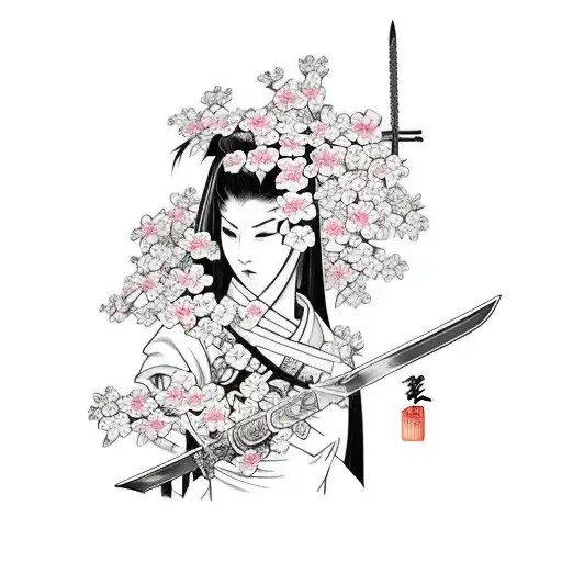 Flowers Sakura Ninja Women Sword