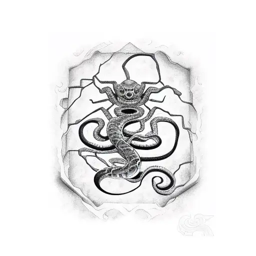 Cyber Spyder Web With An Snake