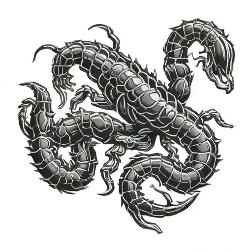 Scorpion With Knife In Hand Black White