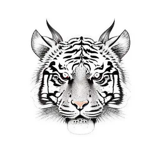 A Realistic Portrayal Of A Tiger And A Dragon Intertwined In A Vibrant Japanese Landscape