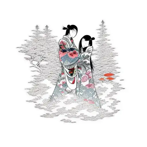 Couple Tattoo That Is Completed With An Anime Or Nature Theme