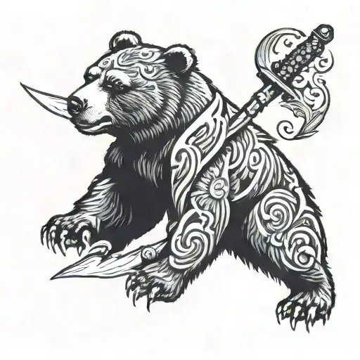 Bear With Dagger Through It From Top