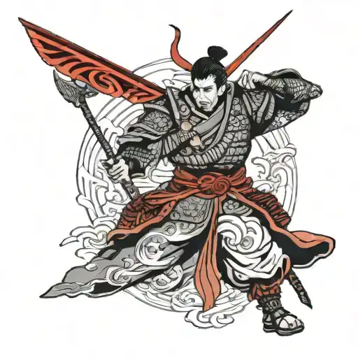 Ronin With A Red Arrow Behind Him