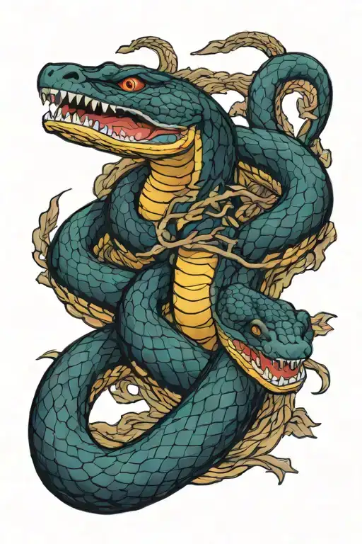 Two Different Color Snakes With Their Teeth Exposed