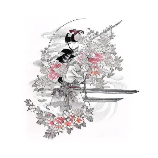 Flowers Sakura Ninja Women Sword