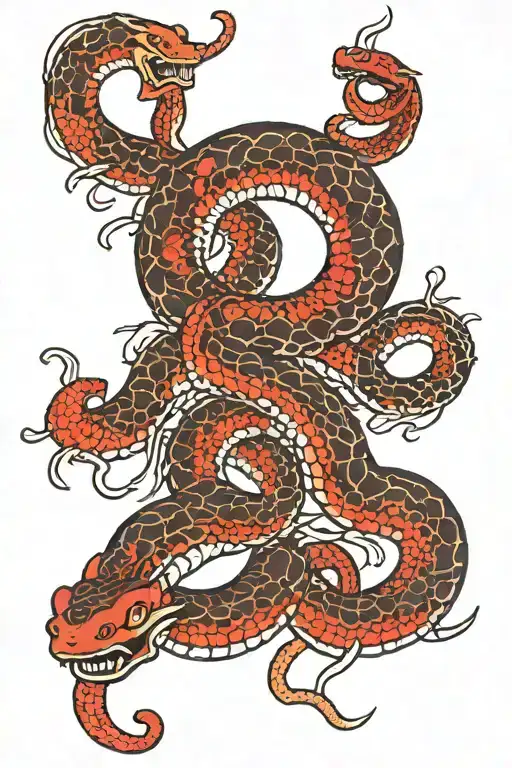 Red And Black Snakes With Their Teeth Exposed