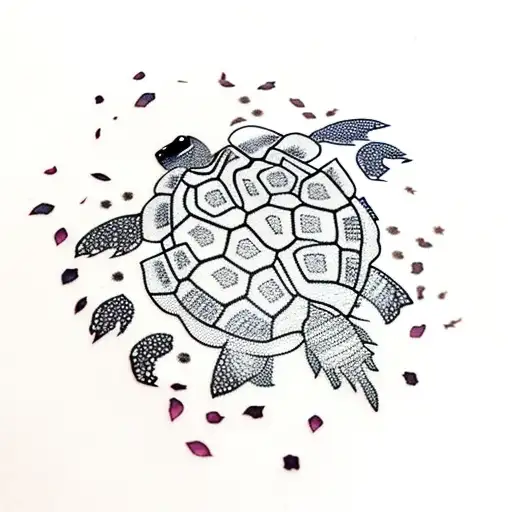 Turtle With Sakura Petals