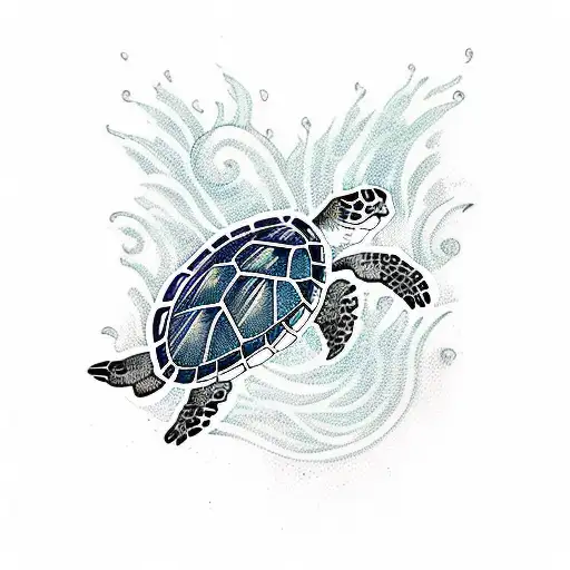 Sea Turtle With Flames