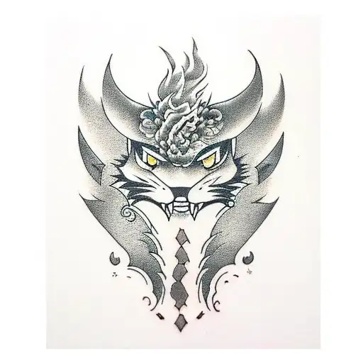 Fire With A Bat In A Gotic Style