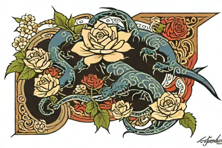 Kamar In Japanese With Roses And Rose Vine Growing Out