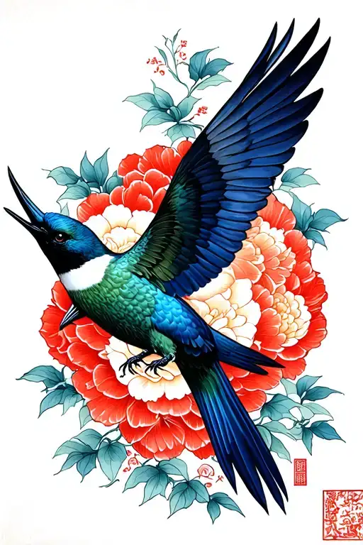 Humming Bird And Raven Flying