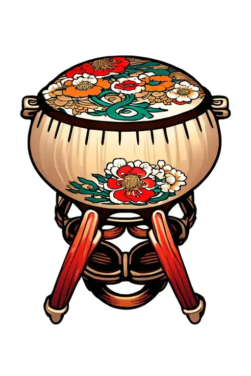 Fudjin Is A Tambourine With A Traditional Japanese Background
