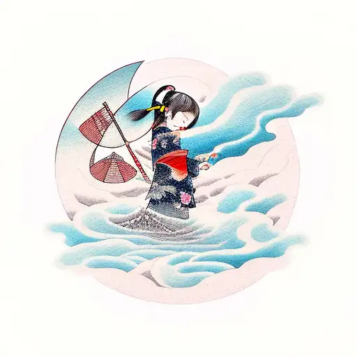 Little Girl Fighting Through Storm