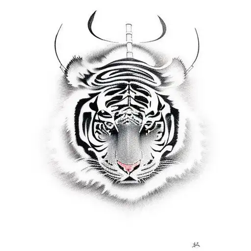 Tigre Com Capacete De Samurai