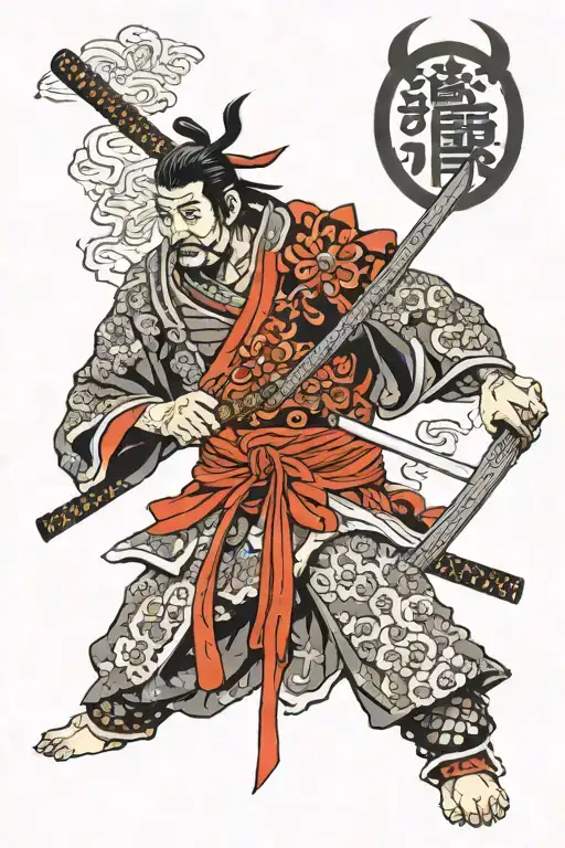 Samurai With Katana And Armor