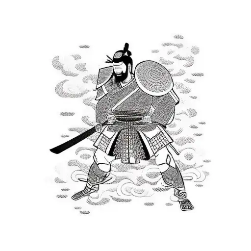 Samurai Fighting Thor In A War Zone