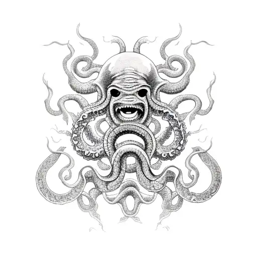 Kraken Reaching Out Of The Water And Crushing A Biplane