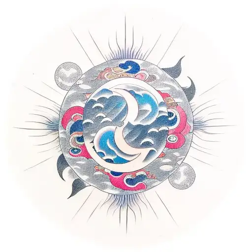 Yin And Yang With Moon And Sun Instead Of Circles