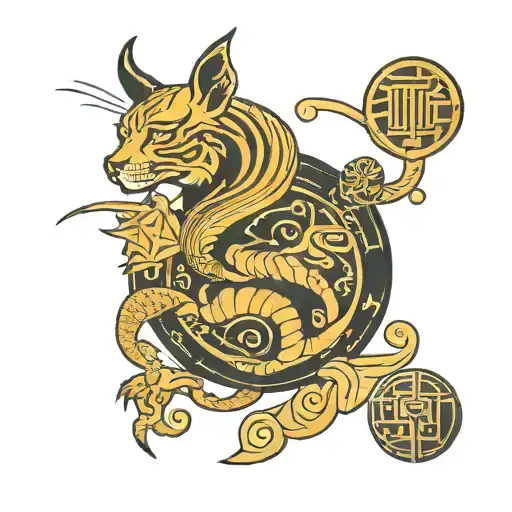 A Minimalist Tattoo Design Combining Nordic And Egyptian Symbols In A Unique Way