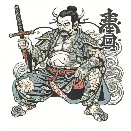 Samurri On Knees With A Sword Stomach