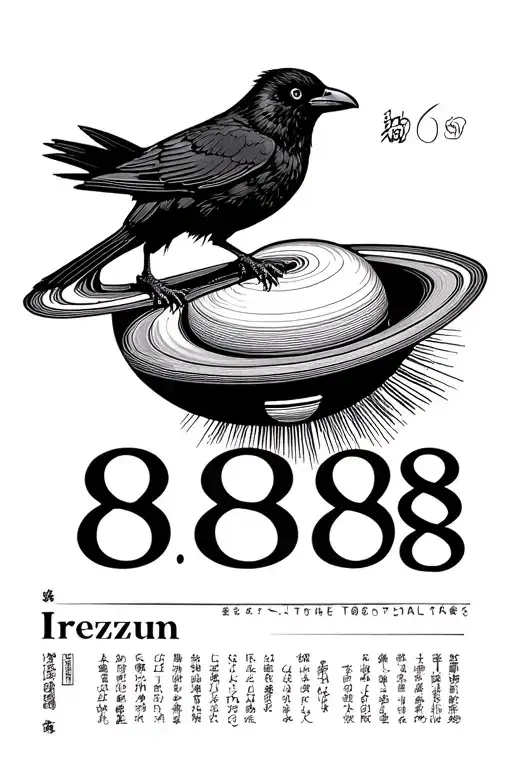 A Crow On Top Of Saturn With 888 Angel Number