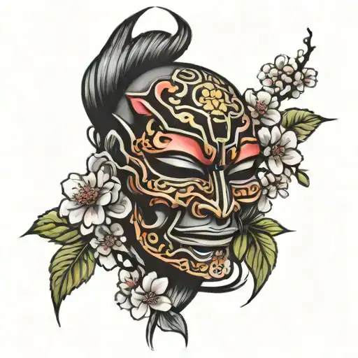 Broken One Mask With Cherry Blossoms