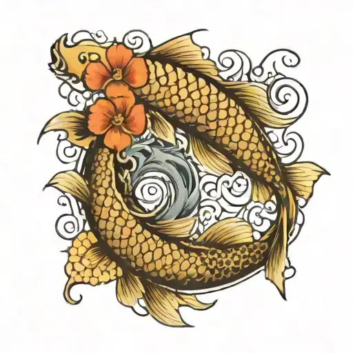 Create A Family Tattoo Incorporating The Initials Vtbayslnp Inside A Koi Fish