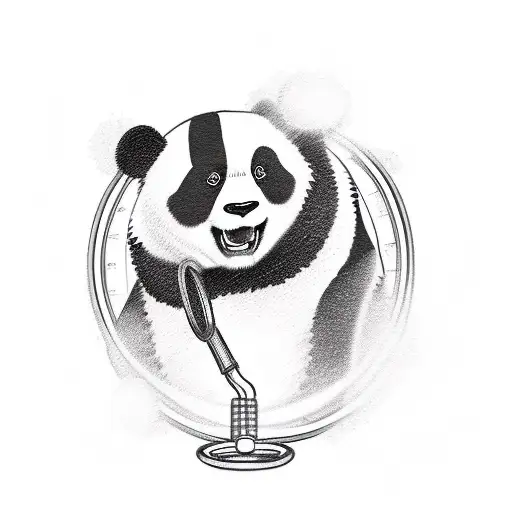 A Sketch-style Panda Wearing A Lab Coat And Stethoscope