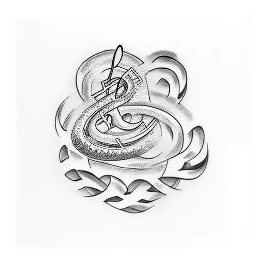 A Minimalist Tattoo Of A Music Note Intertwined With A Car Engine