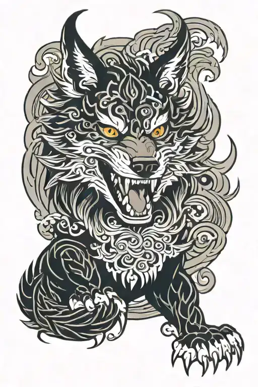 Ourobos With Fenrir Wolf