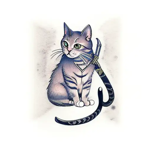 Blonde Cat With Katana