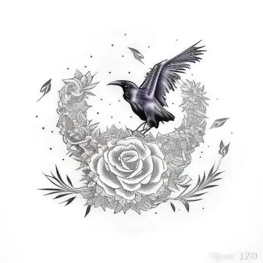 Raven With A Rosemary Wreath