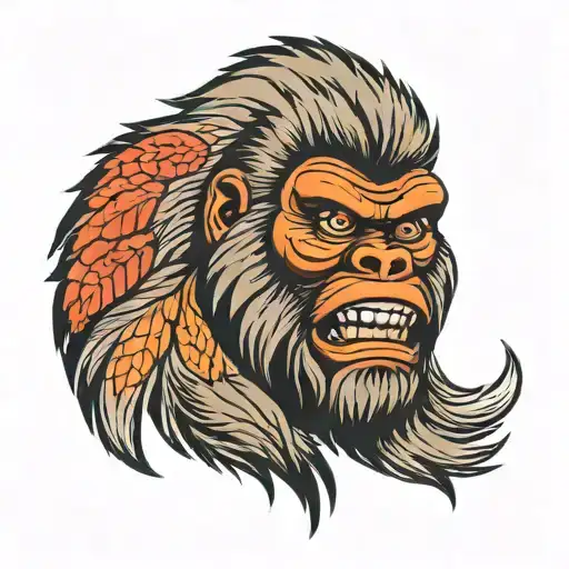 American Traditional Bigfoot Head
