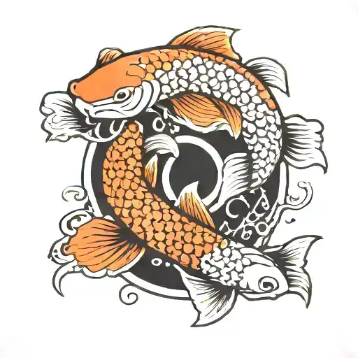 Anchor And Yin Yang Koi Fish