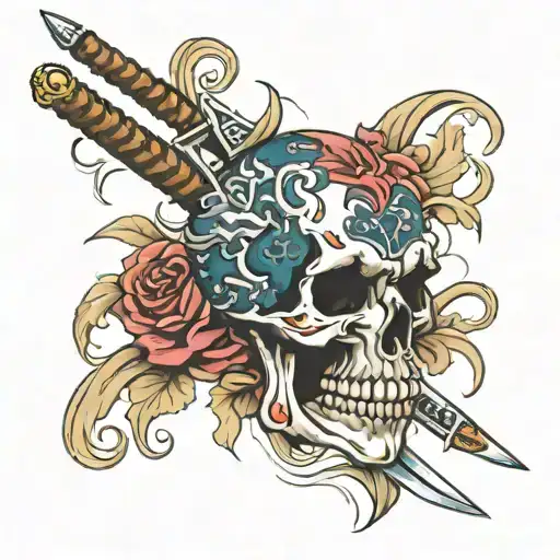 Skull And Sword Intertwined