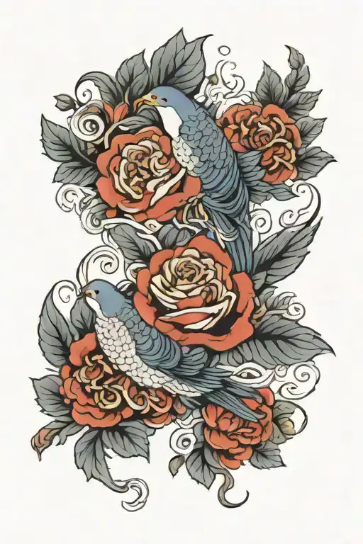 Colombe Et Rose Intertwined