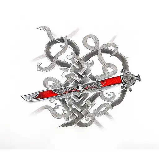 Cross With Sword And Vines