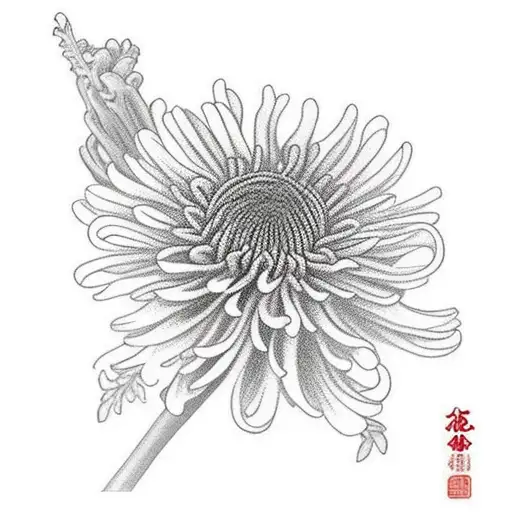 A Realistic Depiction Of A Chrysanthemum Blooming Against A Backdrop Of A Galaxy