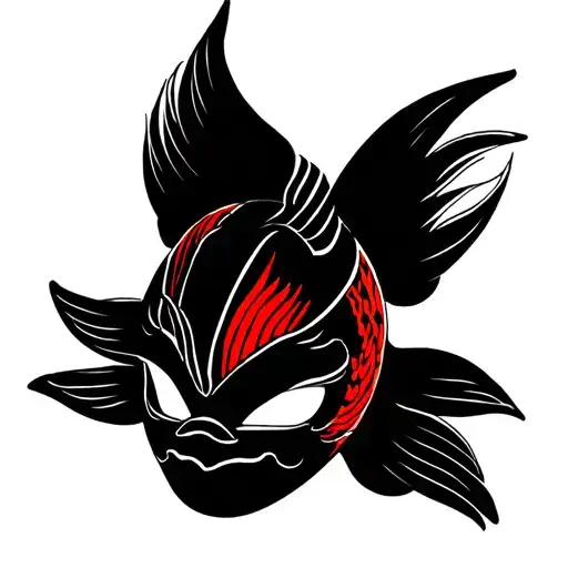 Kabuki Mask With Pieces Koi Fish Swiming