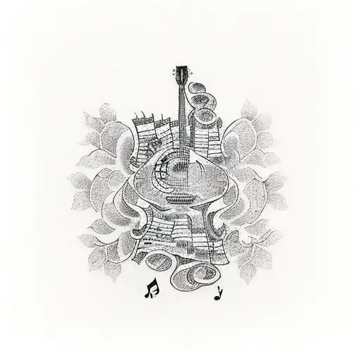 A Traditional Style Tattoo Of A Music Sheet With Lyrics From Your Favorite Song