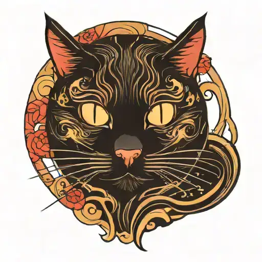 A Black Cat Face By Itself