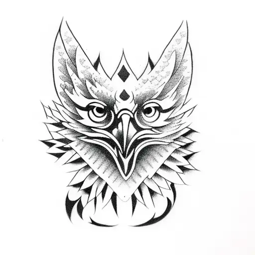 Buildings And Eagle Above