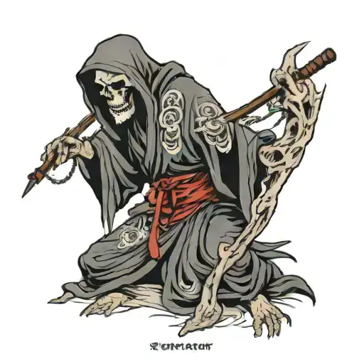 A Grim Reaper Squatting