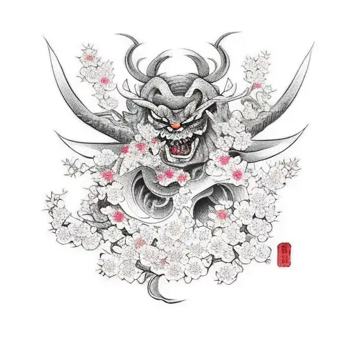 Demon Surrounded By Cherry Blossoms