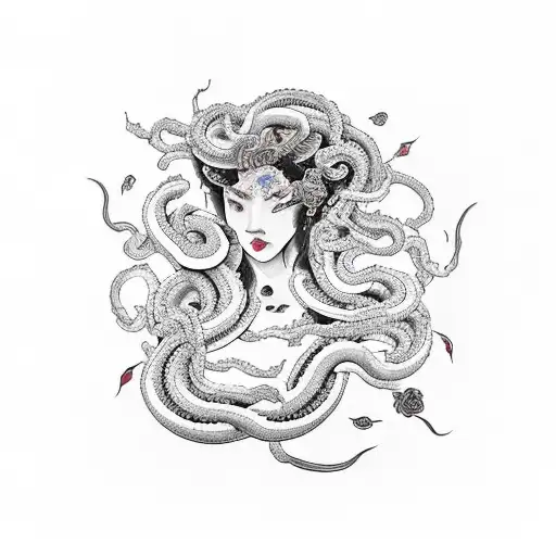 Medusa Com Rosas E Cobras
